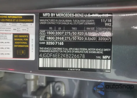 2019 Mercedes-Benz Gls 450 4Matic из США, поврежденный, VIN 4JGDF6EE2KB226678